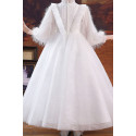 Jolie Robe petite fille blanche en tulle avec haut et manches longues stylés - Ref TQ024 - 05