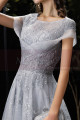 Very chic evening dress in soft tulle with embroidered top and charming lacing on the stylish back - Ref L2381 - 02