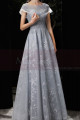 Very chic evening dress in soft tulle with embroidered top and charming lacing on the stylish back - Ref L2381 - 03