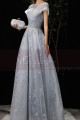 Very chic evening dress in soft tulle with embroidered top and charming lacing on the stylish back - Ref L2381 - 04