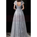 Very chic evening dress in soft tulle with embroidered top and charming lacing on the stylish back - Ref L2381 - 05