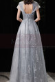 Very chic evening dress in soft tulle with embroidered top and charming lacing on the stylish back - Ref L2381 - 05