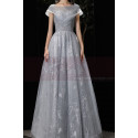 Very chic evening dress in soft tulle with embroidered top and charming lacing on the stylish back - Ref L2381 - 06