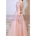 Pastel Pink Sequined Tulle Top Lovely Short Sleeves Evening Party Maxi Dress - Ref L2383 - 03