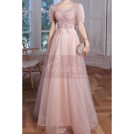 Robe De Soirée Longue Élégante En Tulle Pailleté à Bretelles Spaghetti – Brillez Toute La Nuit !