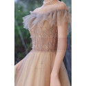 Lovely nude sequined tulle off the shoulder cocktail dress - Ref C2080 - 03