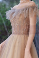 Lovely nude sequined tulle off the shoulder cocktail dress - Ref C2080 - 03