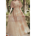 Nude ceremony dress in tulle with pretty embroidered bustier and stylish sleeves - Ref L2386 - 03