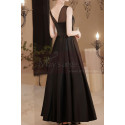 Simple ceremony dress in black satin with tied top and stylish collar - Ref L2395 - 05