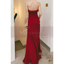 Robe longue de soirée rouge glamour avec bustier et fente sur le côté - Ref L2396 - 04