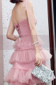 Beautiful cocktail dress in light pink tulle with straps and skirt with overlapping ruffles - Ref C2990 - 03