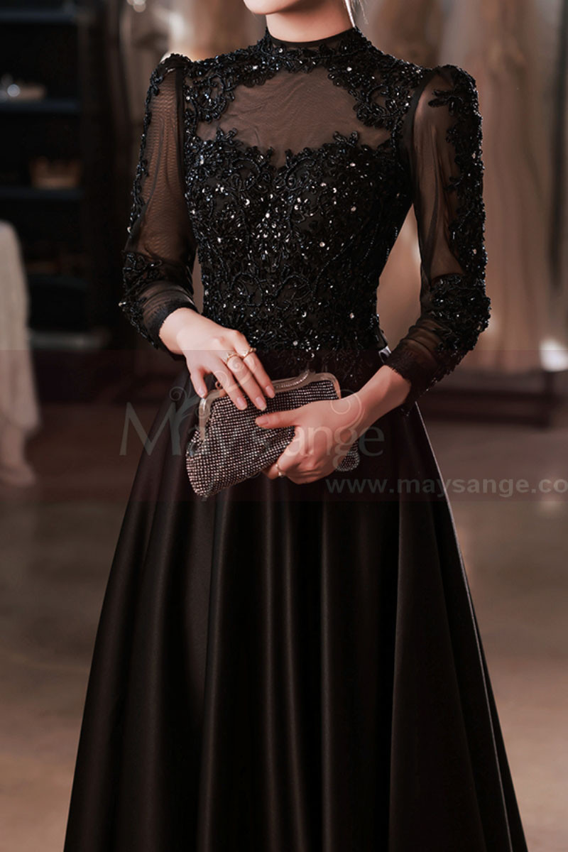 floor length black dress