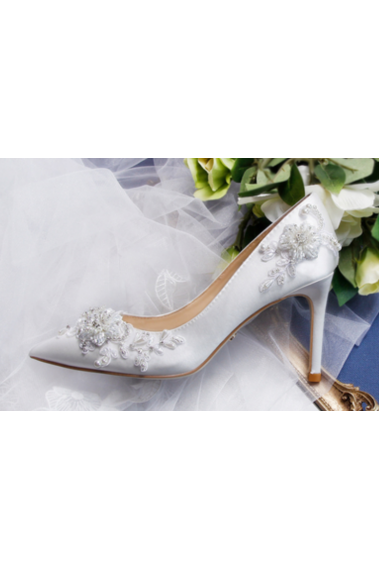Women's shoes with heels with flower embroidery for wedding - CH125 #1