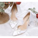 Chic white pump for wedding with pearls - Ref CH126 - 02