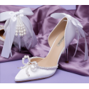 Escarpin chic blanc pour mariage avec perles - Ref CH126 - 03