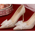 Champagne color rhinestone pumps with pretty bow for wedding - Ref CH127 - 02