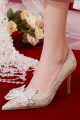 Champagne color rhinestone pumps with pretty bow for wedding - Ref CH127 - 03