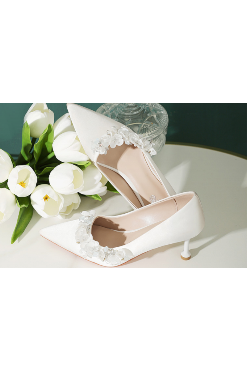 Chaussures à talons blanc très classes pour mariage - Ref CH128 - 01