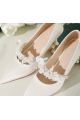 Very chic white pumps for wedding with pretty patterned flowers on the front - Ref CH129 - 03