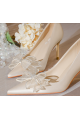 Beige wedding pumps with stylish bow on the front - Ref CH131 - 04
