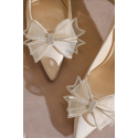 Beige wedding pumps with stylish bow on the front - Ref CH131 - 05