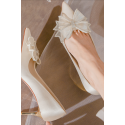 Beige wedding pumps with stylish bow on the front - Ref CH131 - 06