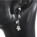 White flower fancy earrings and saltire - Ref E008 - 04