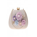 Pochette glamour pour mariage fleur 3D et chaîne argenté - Ref SAC1225 - 02
