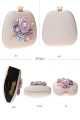 Pochette glamour pour mariage fleur 3D et chaîne argenté - Ref SAC1225 - 04