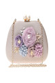 Pochette glamour pour mariage fleur 3D et chaîne argenté - Ref SAC1225 - 05