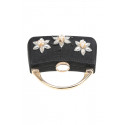 Somptueux pochette avec fleur ornée de perles couleur noir - Ref SAC1228 - 04