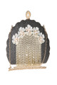 Sublime pochette pour mariage ornée de perles et de fleurs couleur noir - Ref SAC1235 - 02