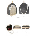 Sublime pochette pour mariage ornée de perles et de fleurs couleur noir - Ref SAC1235 - 03