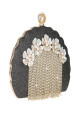 Sublime pochette pour mariage ornée de perles et de fleurs couleur noir - Ref SAC1235 - 05