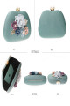 Pochette glamour pour mariage fleur 3D et chaîne argenté couleur pastel - Ref SAC1240 - 04