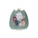 Pochette glamour pour mariage fleur 3D et chaîne argenté couleur pastel - Ref SAC1240 - 05