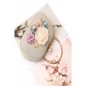 Pochette glamour pour mariage fleur 3D et chaîne argenté couleur gris - Ref SAC1242 - 05
