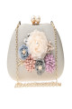 Pochette glamour pour mariage fleur 3D et chaîne argenté couleur blanc - Ref SAC1243 - 03