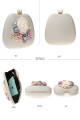 Pochette glamour pour mariage fleur 3D et chaîne argenté couleur blanc - Ref SAC1243 - 04