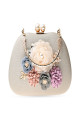Pochette glamour pour mariage fleur 3D et chaîne argenté couleur blanc - Ref SAC1243 - 05