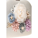 Pochette glamour pour mariage fleur 3D et chaîne argenté couleur blanc - Ref SAC1243 - 06