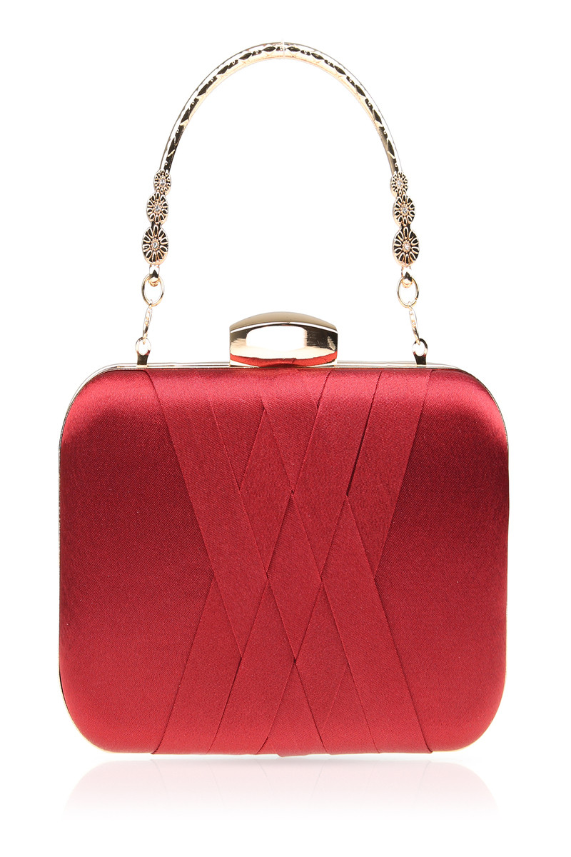 Sac De Soirée Femme En Satin Rouge - Pochette Élégante Avec Chaîne Amovible Pour Mariage, Fête, Bal