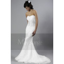 Lace wedding dress Paris with long train and transparent bustier - Ref M023 - 02
