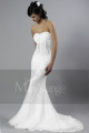 Lace wedding dress Paris with long train and transparent bustier - Ref M023 - 04