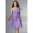 Short Violet One-Shoulder Ruffled Cocktail Party Dress - Ref C131 - 037