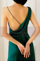 Asymmetric cut green satin cocktail dress - Ref C2085 - 05