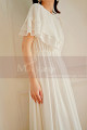 Robe de soirée blanche mousseline chic et glamour pour fête - Ref L2069 - 05