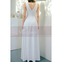 Robe soirée blanche long simple et chic décolleté V au dos - Ref L2070 - 02