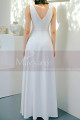 Simple and chic long white evening dress with V neckline at the back - Ref L2070 - 02