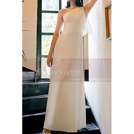 Long white cocktail dress with back design